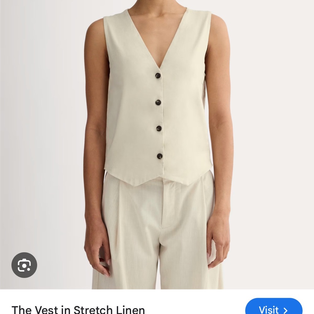 Everlane The Vest in Stretch Linen Cream 2 - Picture 2 of 8